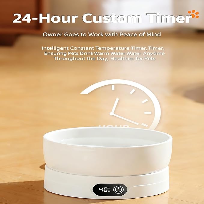 Heated Pet Water Bowl, Heated Bowl for Pets Adjustable Temperature Settings Heateds Dog Bowls Thermal Drinking Plate for Dogs Cats Small Animals Drinking Heaters