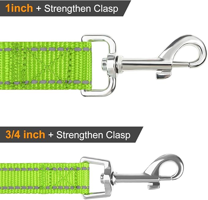 Joytale Double-Sided Reflective Dog Leash, 6 FT/5 FT/4 FT, Padded Handle Nylon Heavy Duty Leashes for Small & Medium Dogs Walking, Green, 6FT