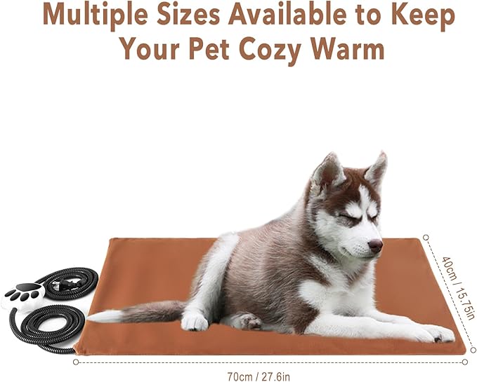 On/Off Switch Electric Pet Heating Pad with Chew Resistant Cord and 2PCS Machine Washable Cover,Indoor Heated Pet Bed Warmer,for Cat Beds and Dog Beds 75x40CM