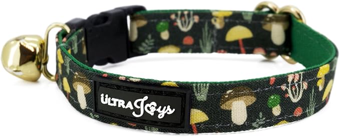 Ultra Joys Cat Collar with Bells - Breakaway for Cats, Boy & Girl Cat Collars Kitten Collar with Bell - Break Away Collar for Cats - Breakaway Cat Collar Mushroom Large