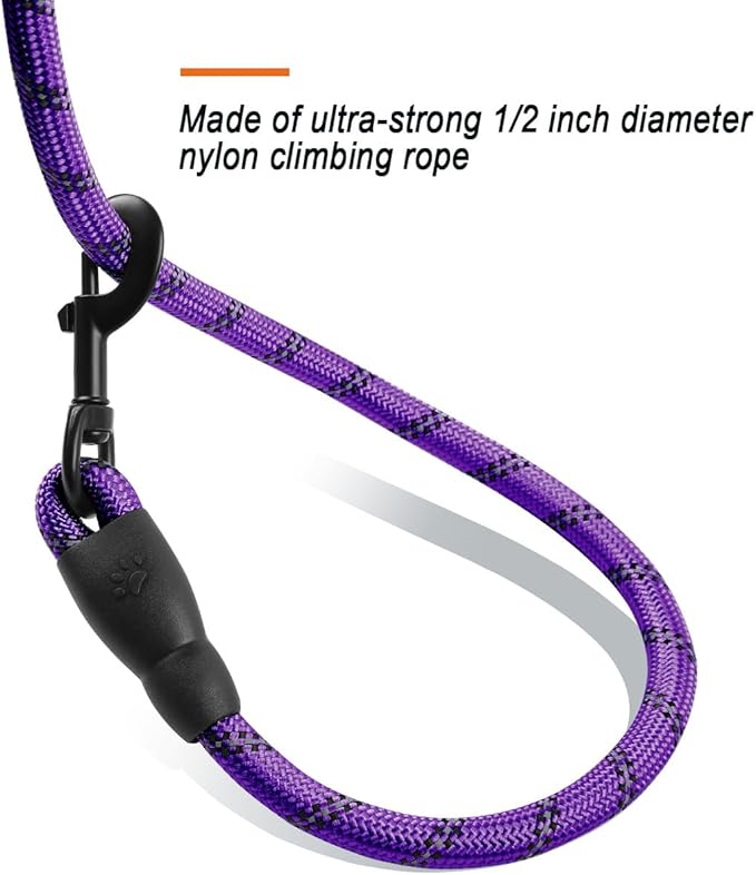 BARKBAY Dog Leashes for Large Dogs Heavy Duty Dog Leash 4/5/6 FT with Comfortable Padded Handle and Highly Reflective Threads for Medium Large Dogs Walking Training Running (6FT-1/2'',Purple)