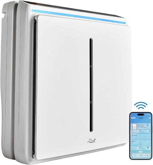 Rabbit Air, A3 SPA-1000N Air Purifiers for Home, Ultra Quiet HEPA Air Purifier- Wall Mountable Air Purifiers for Home Large Room, Allergies, Dust, Mold, Smoke & VOCs(White, Asthma & Allergy Friendly)