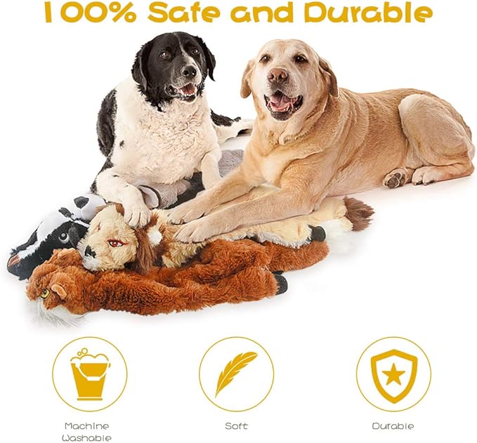 Dog Squeak Toys, No Stuffing Plush Dogs Chew Toy Bundle for Small Medium Large Breed Chewer Tough Durable Squeaky Pet Fetch Puppy Teething Chewing Interactive to Keep Them Busy Best Birthday Gift