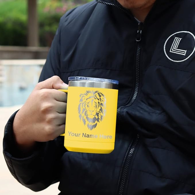 LaserGram 15oz Vacuum Insulated Coffee Mug, Chihuahua Dog, Personalized Engraving Included (Yellow)