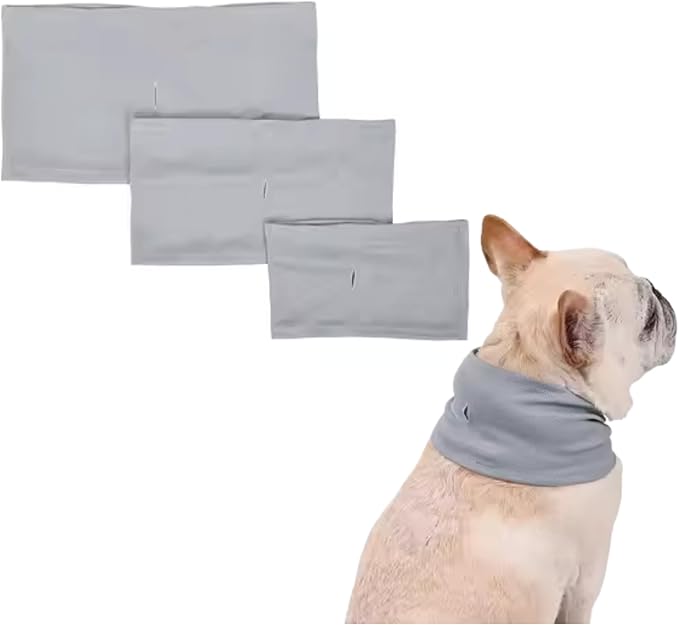 Instant Cooling Dog Bandana for Pet Scarf Soft Cool Mat Pet Collar – Eco-Friendly Breathable Polyester Dog Cooling Bandana for Dogs Puppy Bandana with Leash Hole (Gray, Small)