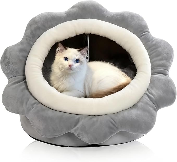 Lcybem Cat Beds for Indoor Cats - Rabbit-Shaped Cat Cave Bed with Hanging Toy,Super Soft Calming Pet Bed for Kitten,Small Dog,Warm Plush&Machine Washable&Removable Cotton Pad,cat Hideaway