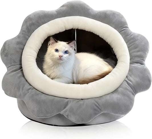 Lcybem Cat Beds for Indoor Cats - Rabbit-Shaped Cat Cave Bed with Hanging Toy,Super Soft Calming Pet Bed for Kitten,Small Dog,Warm Plush&Machine Washable&Removable Cotton Pad,cat Hideaway