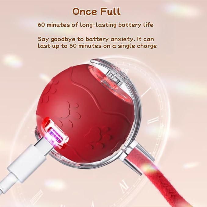 2025 New Interactive Cat Toy Ball for Indoor Cats Dog, Smart 360° Automatic Rolling Pet Ball Kitten Toys with Replace Feather , 3.0 Tail Electric Cat's Toys with LED Light Three Modes Adjustment