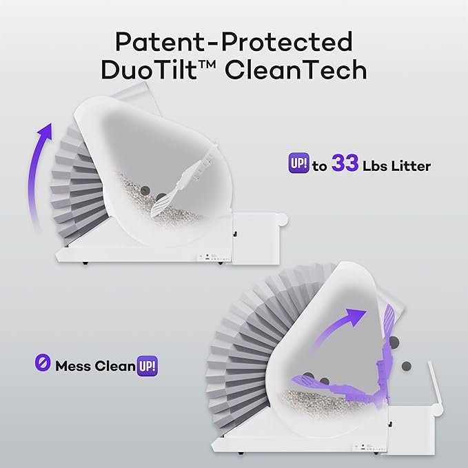 (Upgraded) Popur X5 Self Cleaning Cat Litter Box - Unique Open Top Split System - Automatic Litter Scooping Robot, Odor-Seal, 24 Inch Tray, 30-Day Capacity, 33 lbs. Load, 99% Leakproof (Plastic Bin)