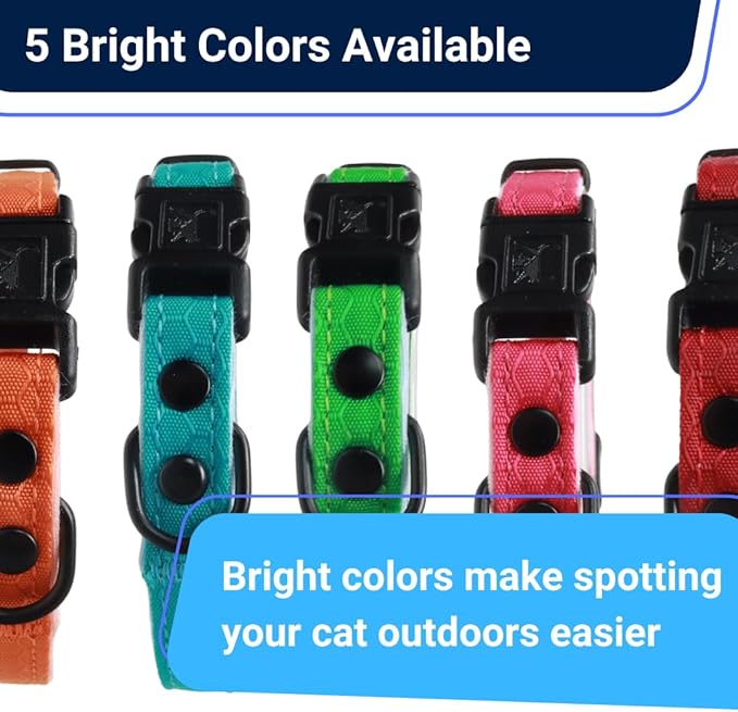 OutdoorBengal Durable Cat Collar Breakaway with Soft Padding for medium to large cats - Thin Heavy Duty Tactical Fabric, Comfortable, Quick Release Breakaway Cat Collars, No Bell Collar (Black, Adult)