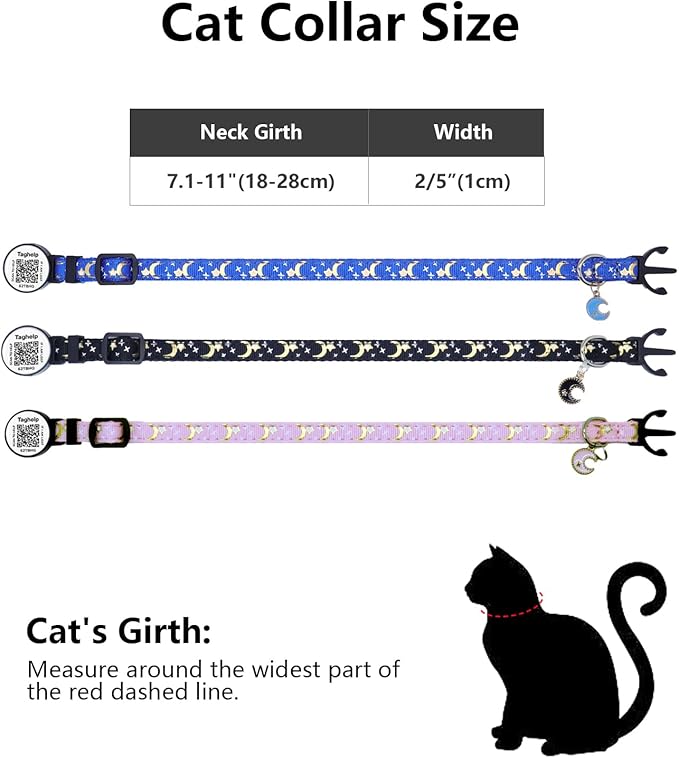 2 Pack QR Code Breakaway Cat Collars - Reflective Glow in The Dark Safety Collar with Smart ID Tag, Adjustable 7.5-12.5 Inch for Kittens & Cats (Purple)