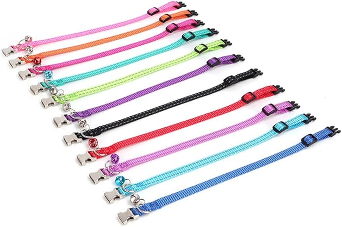 Teal Cat Collar with Bell, Reflective Nylon X-Small Puppy Collars Soft Adjustable Buckle for XXS XSmall Small Puppy Female Tiny Pets Dogs Boy Girl Kitten Yorkie Chihuahua XS