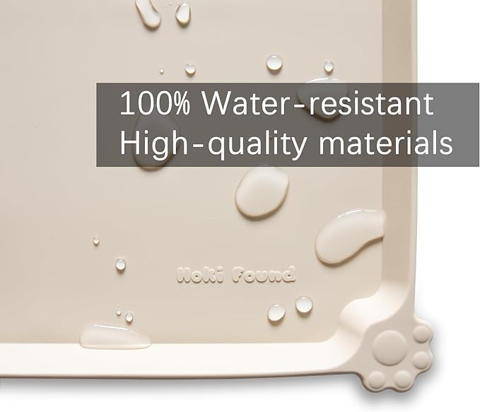 Hoki Found X-Large Non Slip Silicone Pet Food Mats - Tray for Dog Cat Bowl - Waterproof Dog Cat Food Mats for Carpet - Papayawhip