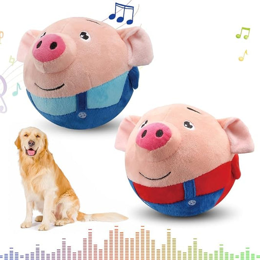 Dog Toys for Small Large Dogs,Puppy Toys to Keep Them Busy,Moving Interactive Squeaky Dog Toy,Active Moving Pet Plush Toy,Small Dog Toys (Red Pig+Blue Pig)