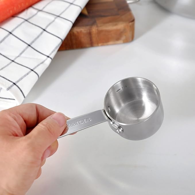 KEAWELL Premium Dog and Cat Food Measuring Cup 18/10 Stainless Steel (1, 1/3 Cup)