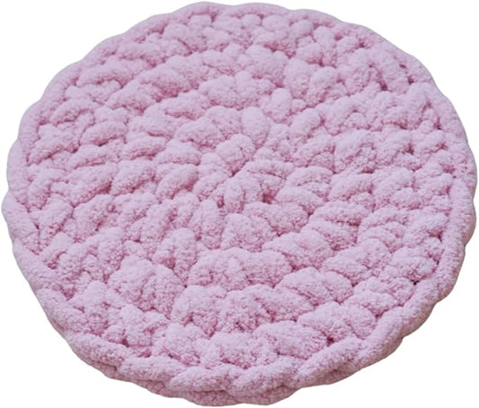 Cat Knitted Bed Mat, Extra-Soft Washable Warm Round Pads Cushions for Indoor Kittens, Cat Trees Towers, Perfect for Kneading and Sleeping (Pink,X-Large)
