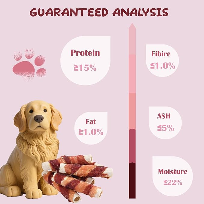 ASMPET Dog Treats Bones, Chicken Duck Wrapped Rawhide Sweet Potato Sticks for Small Medium Large Dogs