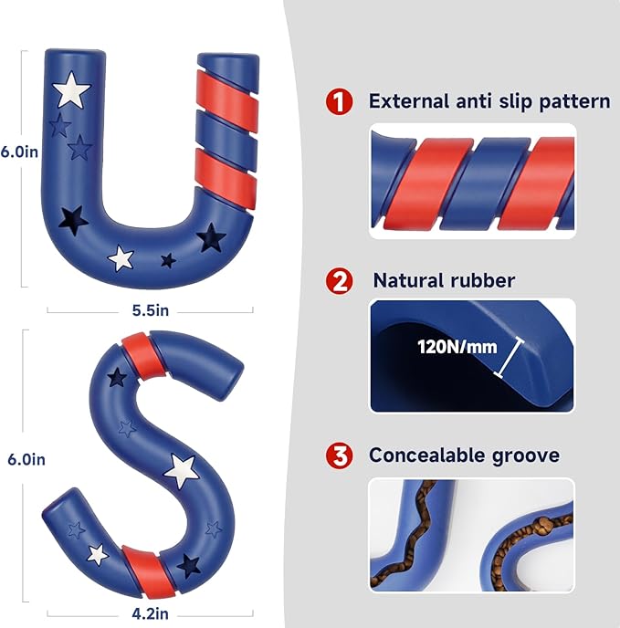 American Playtime Dog Chew Toy, Red 6" in 2 Pack Interactive Outdoors Toys for Aggressive Chewers for Treat-Filling Capabilities and Tug of War Dog Toy, Tough Toys for Medium,Large Dogs