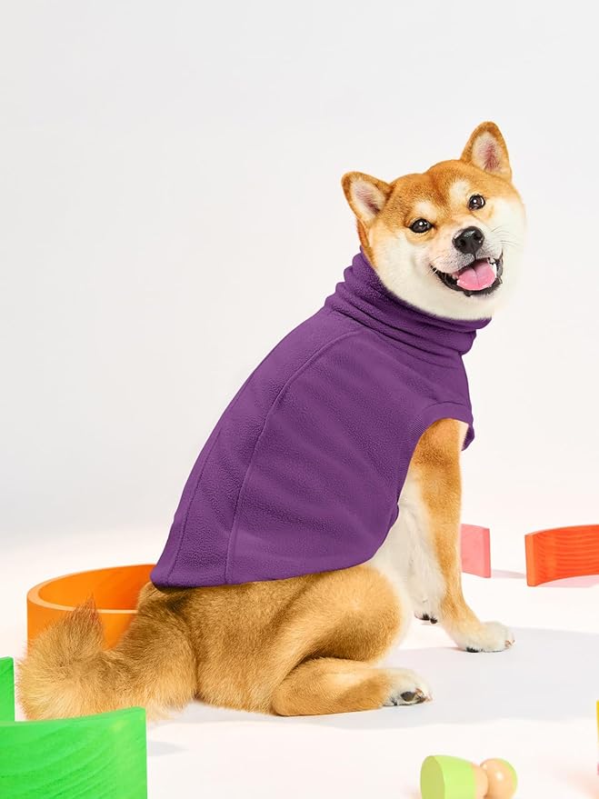 Haloumoning Fleece Dog Sweater Turtleneck Pullover Sweatshirt Pet Winter Warm Clothes