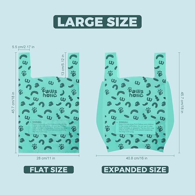 100 Count Extra Large Dog Poop Bags with Handle, fit for Swivel Bin Pooper Scooper,CornStarch Based Heavy Duty and Leak-Proof Waste Bags for Dog & Cat Litter(Unscented)