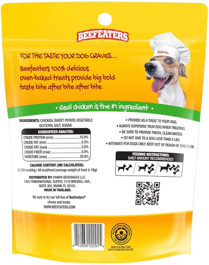 Beefeaters Sweet Potato Wrap with Chicken – Dog Treat. No Corn, Wheat, Soy or Gluten, Low Fat, Whole Muscle Jerky, Ideal for Training & Snacks