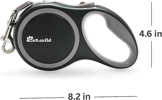 OUTnWILD Retractable Dog Leash, 16 ft Heavy Duty Dog Leash for Large Breeds/Pets Up to 110 lbs, 360° Tangle Free Design with One Touch Quick-Lock Braking System & Anti-Slip Handle. (Black, L)