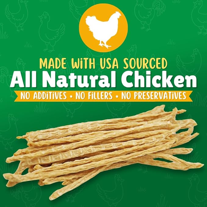 Chicken Jerky Straws Dog Treats – Chicken Sticks for Dogs Made and Sourced in The USA – Natural Single Ingredient Dehydrated Crunchy Treats for All Breeds – 7oz Jar