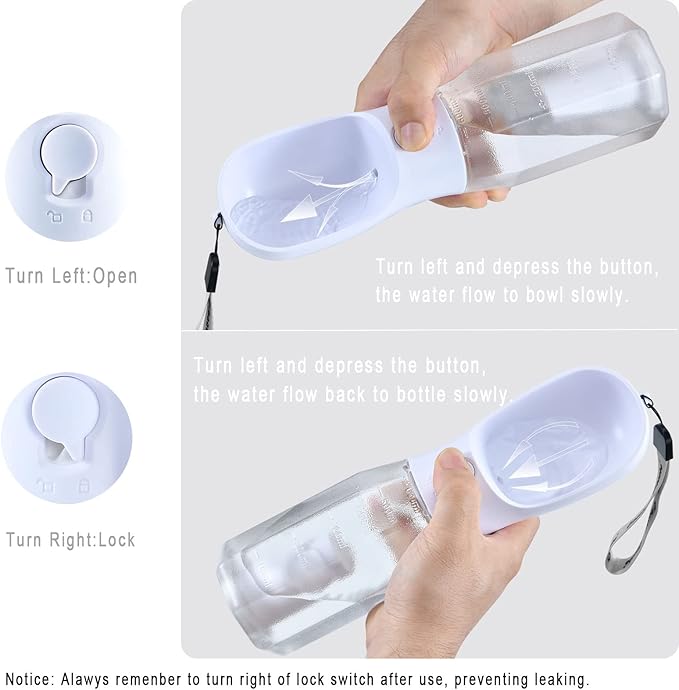 Dog Water Bottle with Food Container & Poop Bag Holder, Travel Water Bowl, Portable Pet Dispenser, Dog Gifts Stuff Accessories Items, Puppy Essentials for Yorkie Chihuahua Walking Hiking