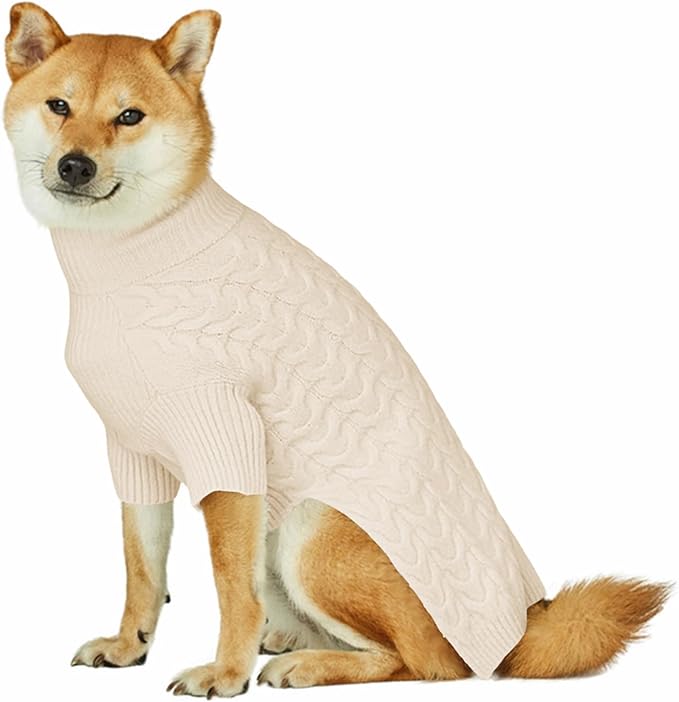 Haloumoning Classic Knit Pullover Dog Sweater, Turtle-Neck Dog Christmas Sweater, Warm Soft Sweaters for Girl Boy for Small Medium Large Dogs