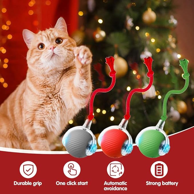 Interactive Cat Toy, 2025 New Cat Toy for Indoor Cats, Intelligent Rolling Ball Toys, Kitten Toys for Bored Indoor Cats/Dogs (mixedB,3pcs)
