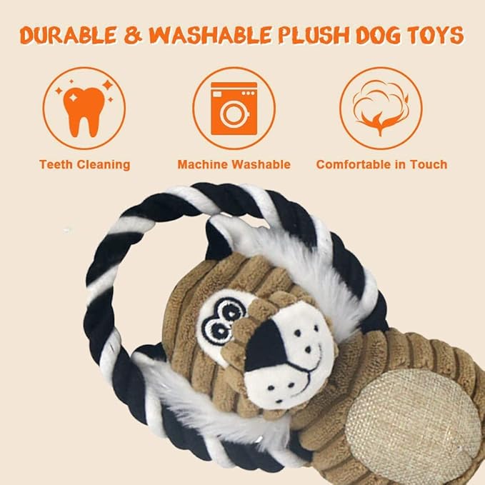 Rope Dog Toys to Keep Them Busy - Tug of War Dog Toys for Boredom Plush Interactive Squeaky Puppy Toys for Small Medium Large Dogs