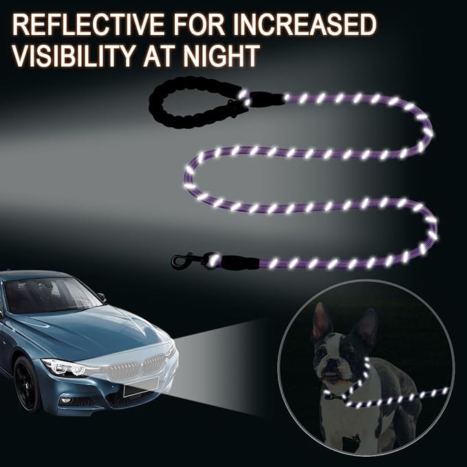 BARKBAY Dog Leashes for Large Dogs Heavy Duty Dog Leash 4/5/6 FT with Comfortable Padded Handle and Highly Reflective Threads for Medium Large Dogs Walking Training Running (6FT-1/2'',Purple)