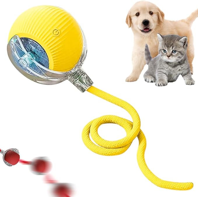 Interactive Cat Toy, 2025 New Cat Toy for Indoor Cats, Intelligent Rolling Ball Toys, Kitten Toys for Bored Indoor Cats/Dogs (Yellow)