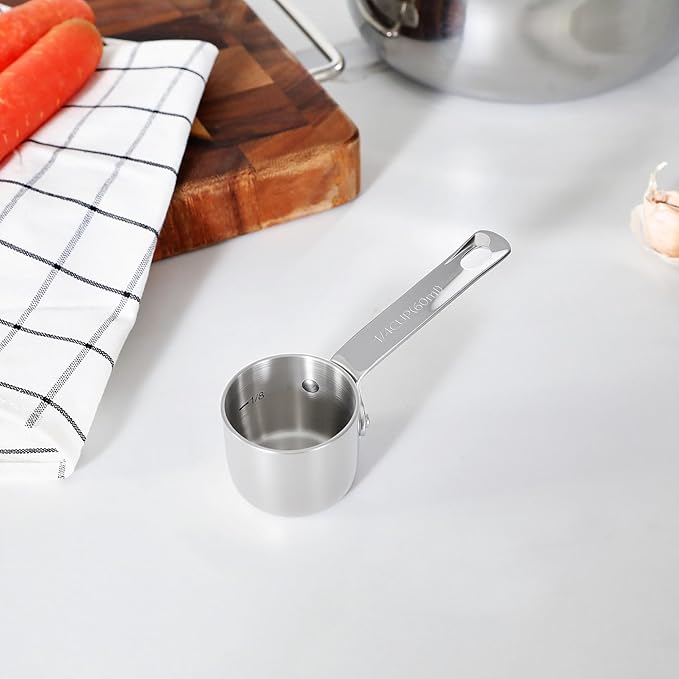 KEAWELL Premium Dog and Cat Food Measuring Cup 18/10 Stainless Steel (1, 1/4 Cup)