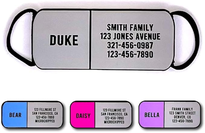 LYP Soundless Slide-On Collar ID Tag - Deep Engraved Silicone – Engraving Will Last - Pet ID Tags, Dog Tags, Cat Tags (Gray, Large)
