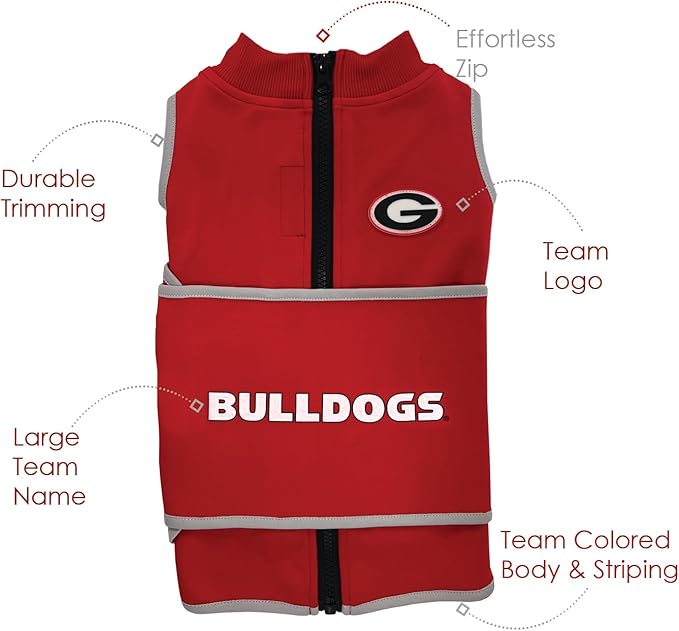 NCAA Georgia Bulldogs Dog Anxiety Calming Shirt Soothing Solution Vest, for Dogs/Cats with Anxiety, Fears, Fireworks, Loud Noises, Dark, Lonely Keeps Dogs Calm & Feeling Safe, Relaxing Jacket, Medium