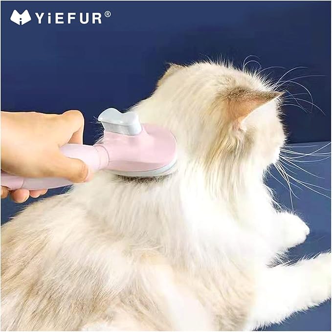 Cat Hair Brush, Soft Silicone Self Cleaning Brush for Short and Long Haired Cats, Pink Pet Grooming Comb, Cat Shedding Brushes