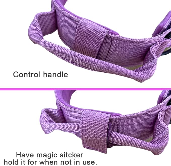 Tactical Dog Collar and Leash Set Tactical Dog Collar with Handle Bungee Leash Adjustable Military Training Nylon Collar Dog Training Collar Leash Set with Control Handleand Metal Buckle（Purple M