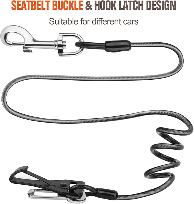 Dog Seat Belt for Car,Chew Proof Dog Car Seat Belt,Dog Seatbelt Harness with Elastic Bungee Buffer,Supports All Cars,Car Harness for Dogs Safety Seat Belt,Heavy Duty Car Seatbelt for Large Dogs Chewer