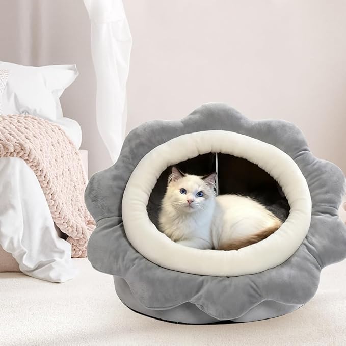 Lcybem Cat Beds for Indoor Cats - Rabbit-Shaped Cat Cave Bed with Hanging Toy,Super Soft Calming Pet Bed for Kitten,Small Dog,Warm Plush&Machine Washable&Removable Cotton Pad,cat Hideaway
