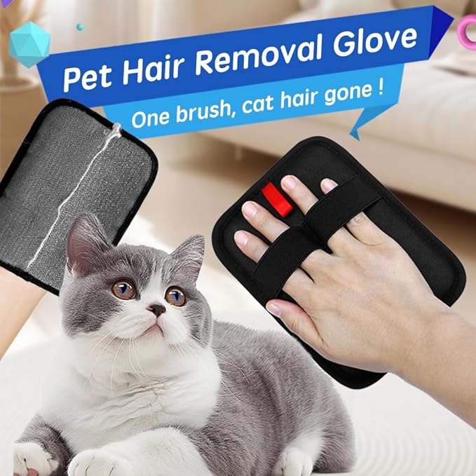1 Pcs Pet Hair Removal Glove for Cats& Dogs - Upgraded Electrostatic Pet Hair Remover Gloves Reusable & Washable Magic Brush Pet Hair Removal Tool for Couch, Furniture, Carpet, Car Seat Clothing