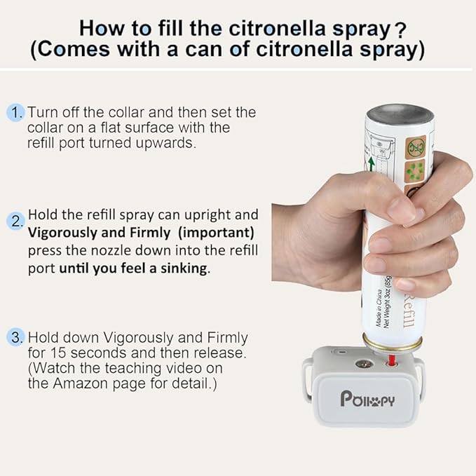 Citronella Dog Training Collar with Remote, Spray/Vibration/Beep, 3 Modes & 3 Spray Levels Humane Citronella Bark Collar, No Shock Rechargeable, 1000ft Range, Only Works with Remote