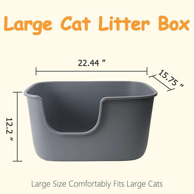 SpaceTime Extra Large Litter Box with High Sides & Low Entry,XL Anti-Splashing Kitty Litter Pan,Jumbo Multi Cat Litter Box,Tool-Free Assembly,Easy to Clean (White)