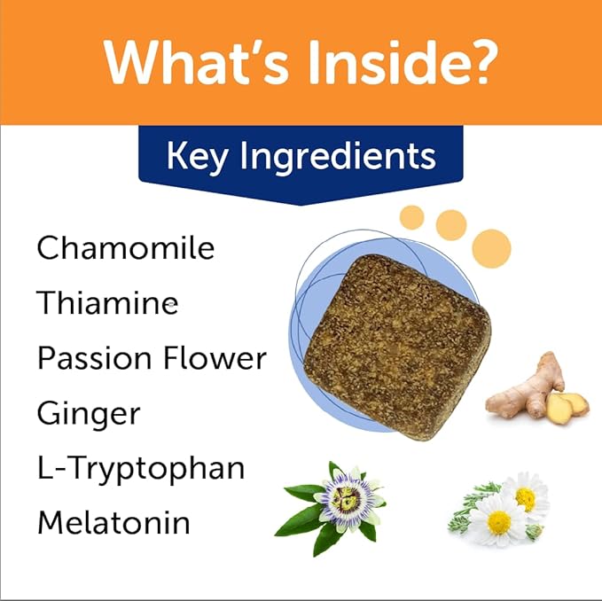 ThunderWunders Dog Calming Chews | Thiamine, L-Tryptophan, Melatonin and Ginger | Can Help Relieve Stress from Separation, Storms, Fireworks & Travel (60 Count)