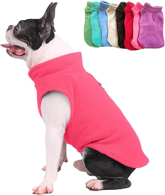 JACKO & CO - Fleece Vest Dog Sweater with Leash Ring - Soft, Warm & Lightweight Pullover Coat for Small & Medium Dogs, Puppies & Cats - Cozy Fall/Winter/Spring Pet Jacket (Pink, Large 10-16lbs)