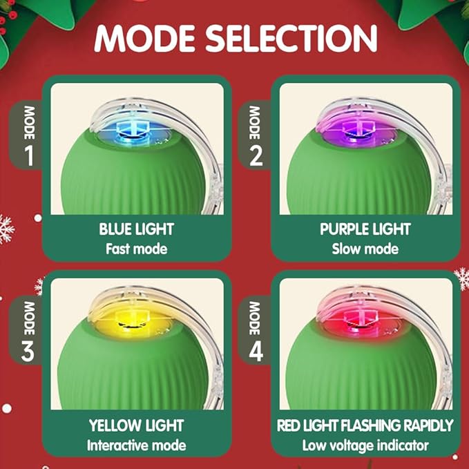 Interactive Cat Toy, 2025 New Cat Toy for Indoor Cats, Intelligent Rolling Ball Toys, Kitten Toys for Bored Indoor Cats/Dogs (Green)