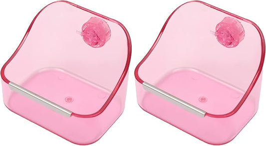 (2 Pack) 5" x 3 3/4" x 4" CalPalmy Pink Food and Water Bowl for Rabbit, Chinchilla, Guinea Pig - The Best Tip-Proof, Clip-On Food Dishes for Rabbits and Small Pets