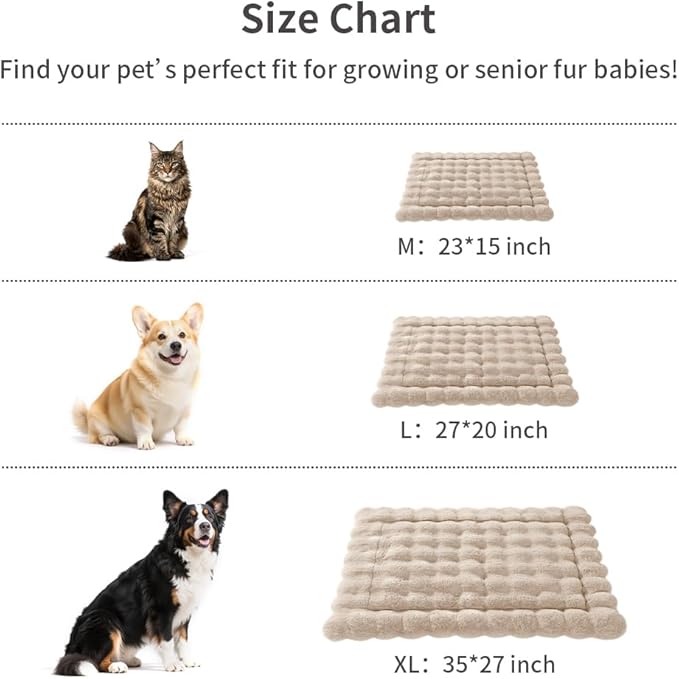 Plush Cat Beds for Indoor Cats Faux Fur Pet Mat with Non-Slip Bottom Cozy Kitten Bed for Carriers/Couch/Floor/Dog & Puppy Friendly 23 x 15 Inch Medium Coffee