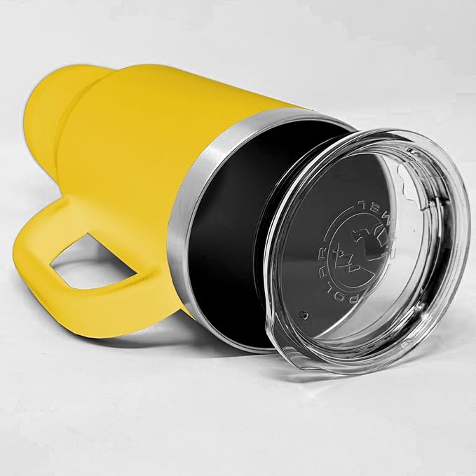 LaserGram 40oz Vacuum Insulated Travel Mug with Handle, Chihuahua Dog, Personalized Engraving Included (Yellow)