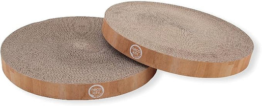 Necoichi Cat Scratcher Bowl Replacement for Indoor Cats - Cat Scratching Lounger with Reversible Usability and Extra Comfort for Lounge, Cardboard Bed Couch / (Regular, Oak)